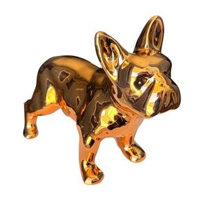 Standing Frenchie Ceramic Statue Metallic Rose Gold